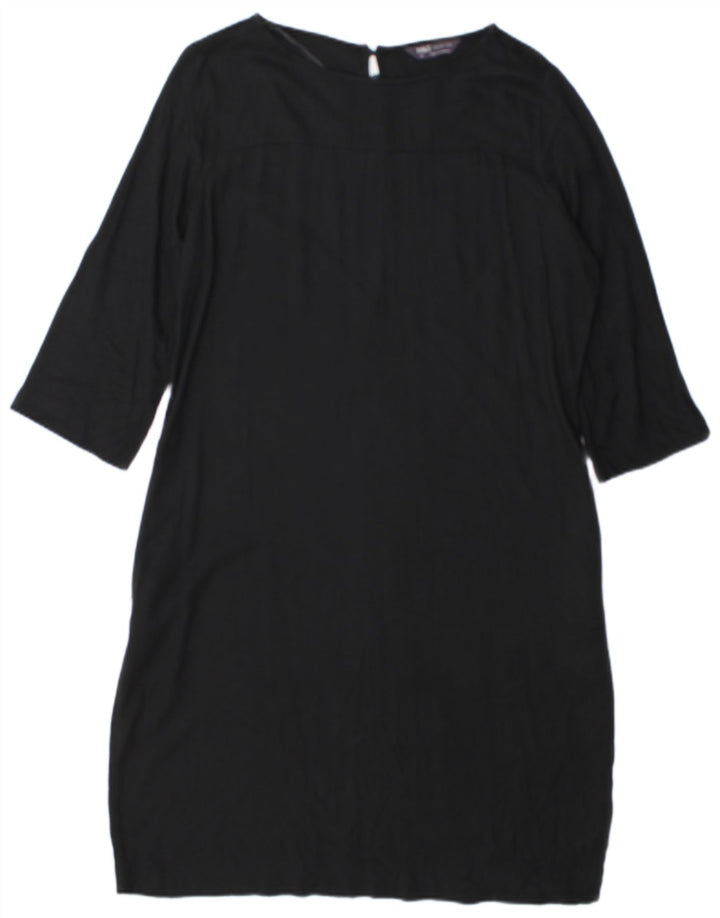Marks & Spencer Dame 3/4-ærmet Shift Dress UK 12 Medium Black Viscose