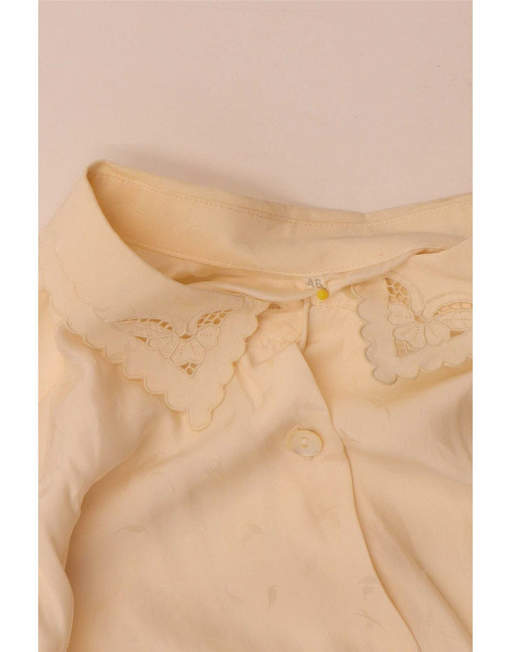 Vintage dameskjorte bluse IT 46 Large Off White Silke