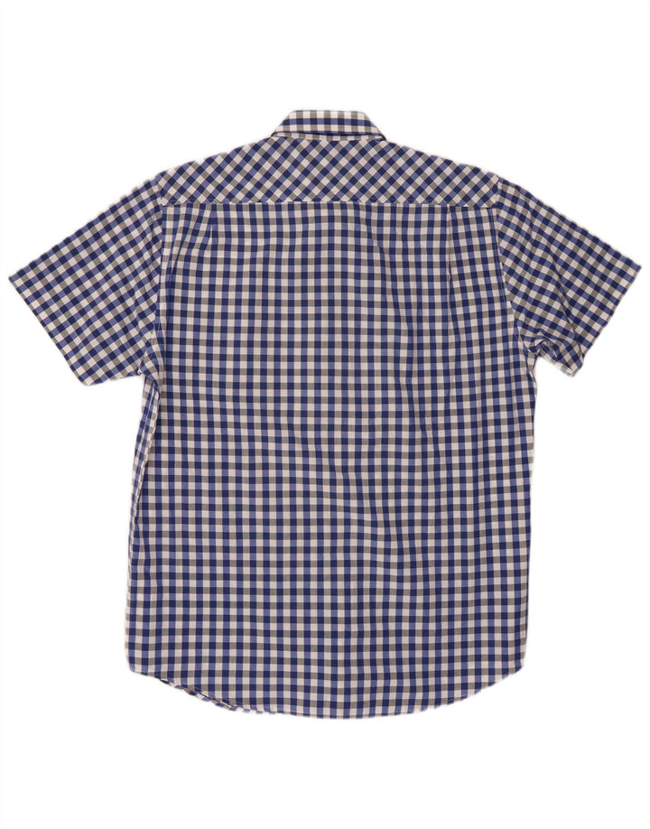Pierre Cardin Herre kortærmet skjorte Medium Blue Gingham Cotton