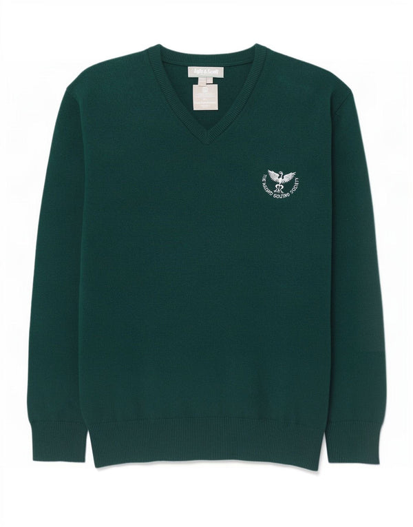 Lyle & Scott Herre V-hals sweater 2XL Grøn uld