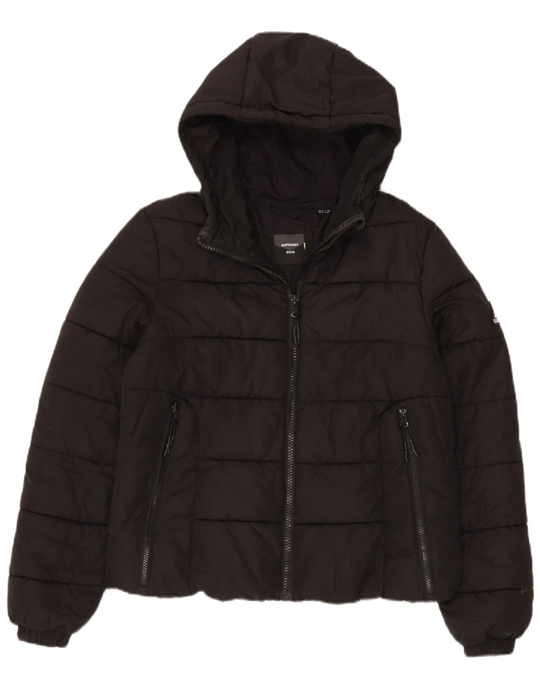 Superdry Polstret hættejakke til kvinder UK 12 Medium Sort Polyester