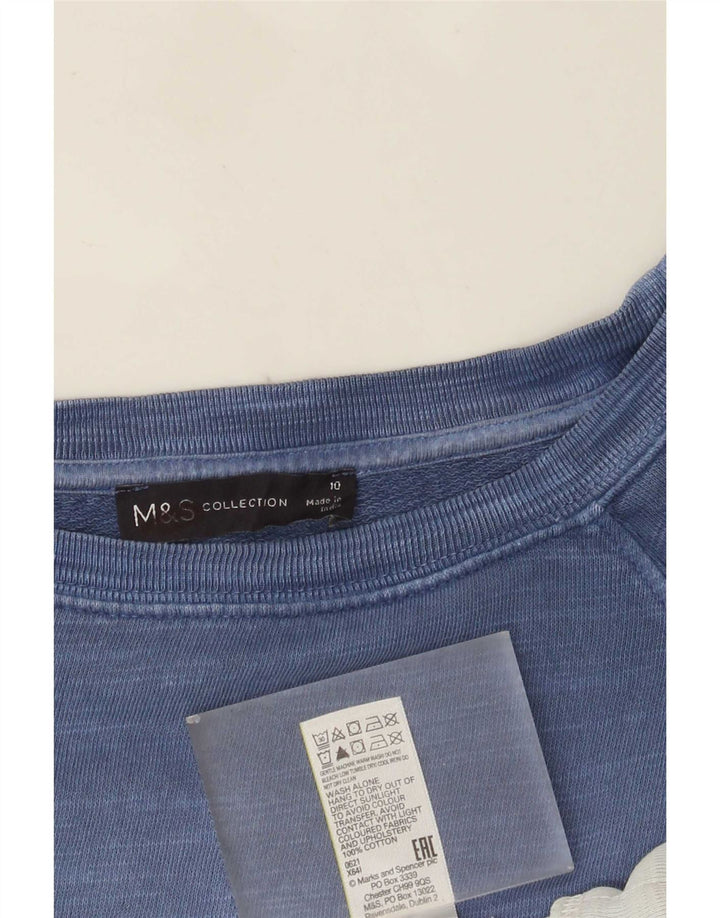 Marks & Spencer Dame Sweatshirt Jumper UK 10 Small Blue Colourblock