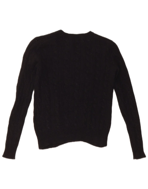 Polo Ralph Lauren Dame Crop Crew Neck Jumper Sweater UK 4 XS Sort Uld