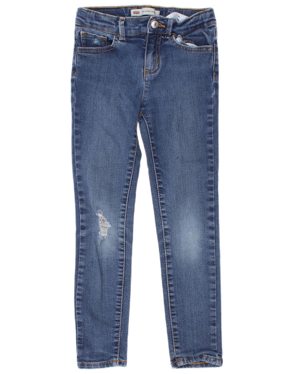 Levi's Girls 710 Distressed Super Skinny Jeans 6-7 år W22 L20 Blå