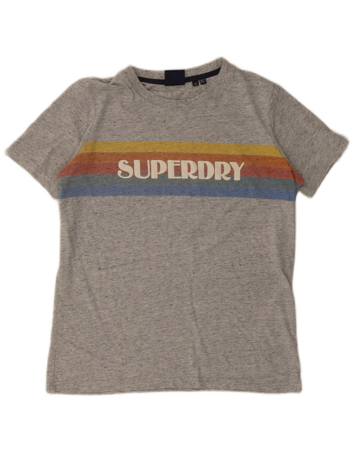 Superdry Oversized grafisk T-shirt top til kvinder DK 10 Små grå flækkede