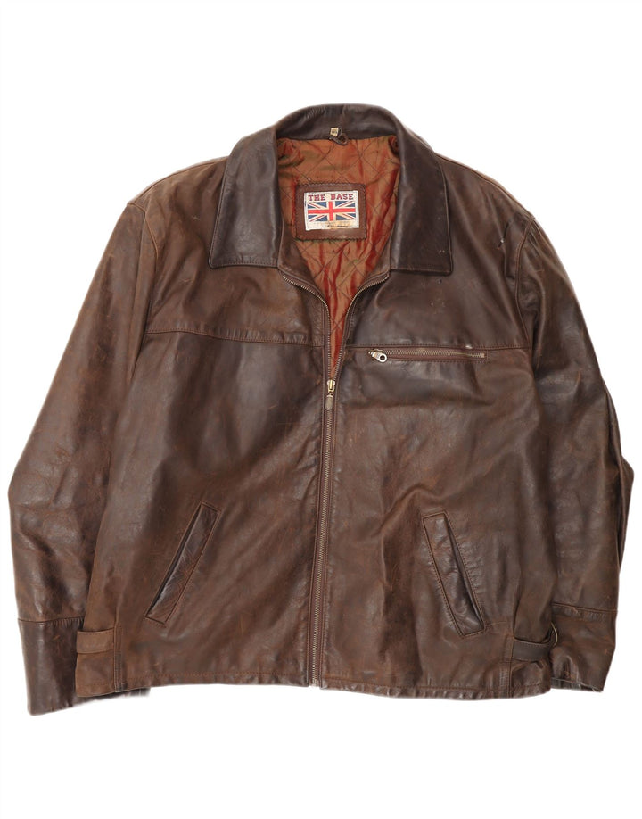 Vintage herre læderjakke UK 44 2XL Brun