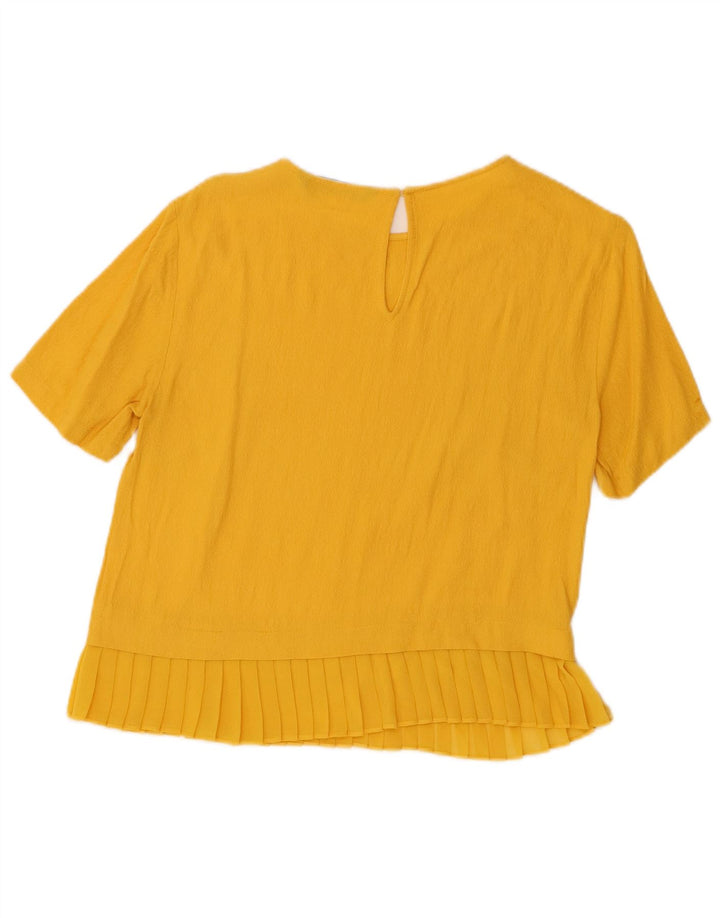 Zara Womens Crop Bluse Top UK 12 Medium Yellow