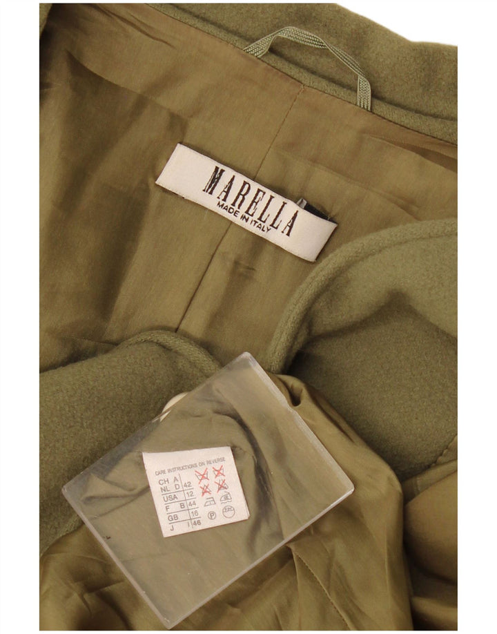 Marella Dame 1 Knap Blazer Jacket UK 16 Stor Khaki Cashmere