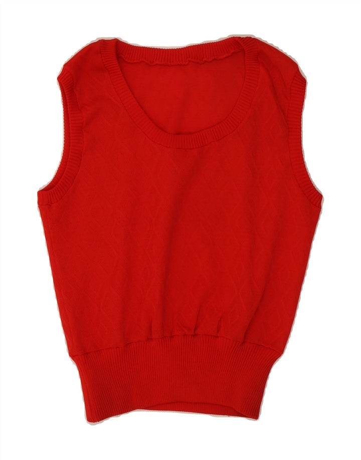 VINTAGE Womens Crop Vest Tank Top UK 8 Small Red Argyle/Diamond Vintage Vintage and Second-Hand Vintage from Messina Hembry 
