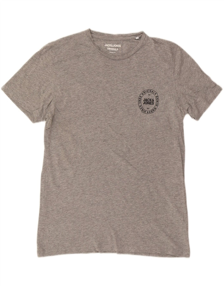 JACK & JONES Mens Regular Fit Graphic T-Shirt Top Large Grey Cotton Vintage Jack & Jones and Second-Hand Jack & Jones from Messina Hembry 
