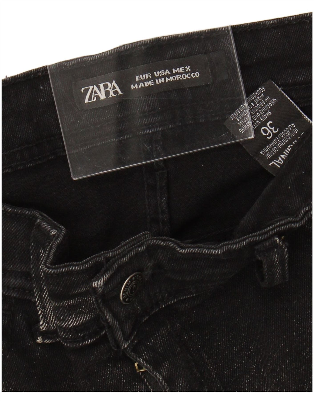Zara Mens Distressed Skinny Jeans W36 L25 Sort Bomuld