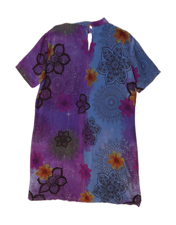 Desigual Womens Graphic Shift Dress EU 42 Large Multicolored Floral
