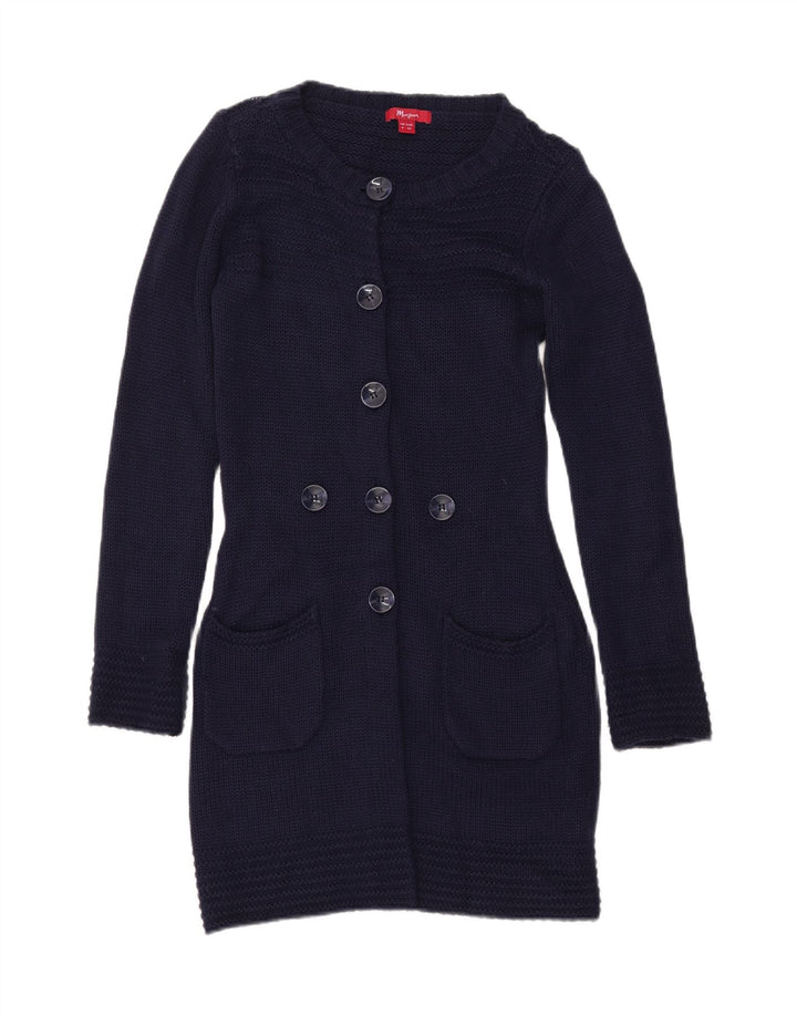 MONSOON Womens Longline Cardigan Sweater UK 8 Small Navy Blue Acryl