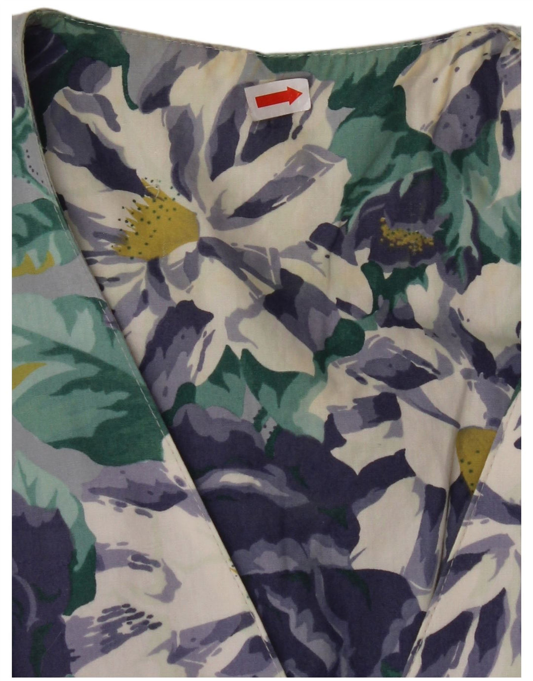 VINTAGE Kortærmet skjortebluse til kvinder UK 14 Large Blue Floral