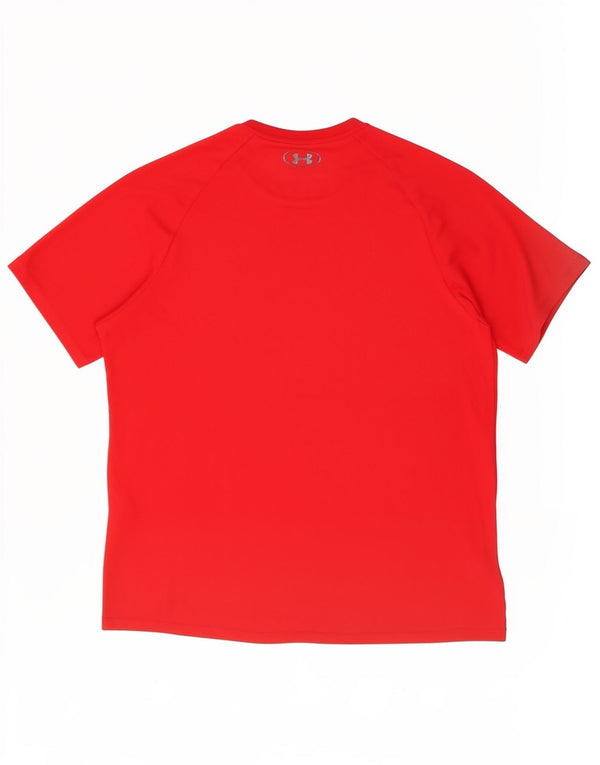 Under Armour Herre T-Shirt Top Stor Rød Polyester Sports