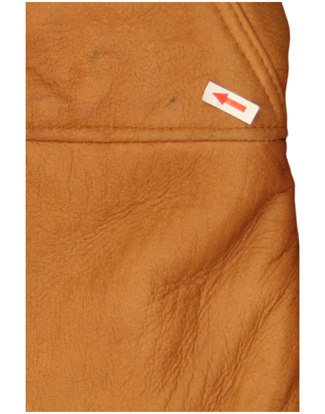 Vintage Dame Oversized Hætte Shearling jakke EU 40 Medium Beige Læder