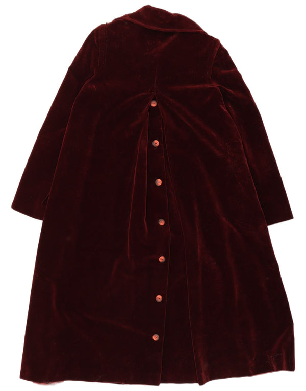 Vintage Womens Velvet Overcoat IT 46 Large Burgundy