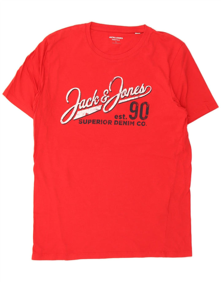 JACK & JONES Mens Graphic T-Shirt Top Large Red Cotton Vintage Jack & Jones and Second-Hand Jack & Jones from Messina Hembry 