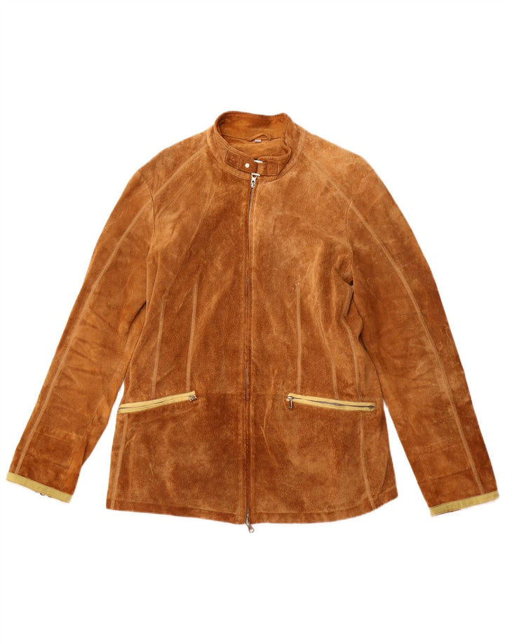 VINTAGE Dame ruskindsjakke IT 50 XL Beige Læder