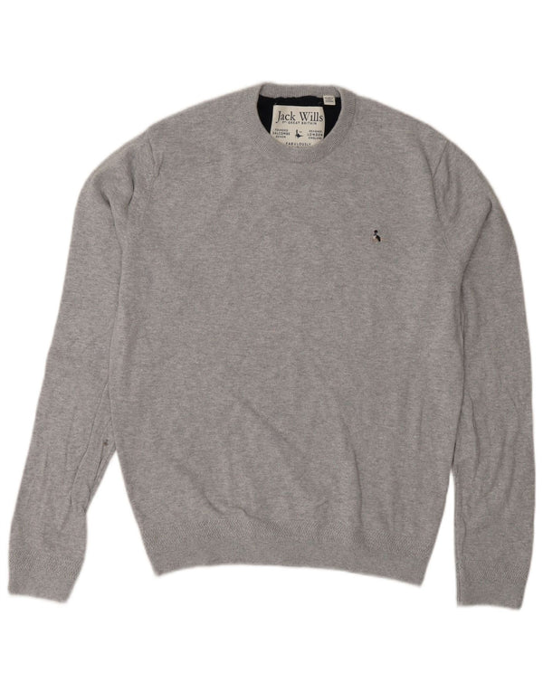 Jack Wills Dame sweater med rund hals, UK 14 Medium Grey Flecked Bomuld
