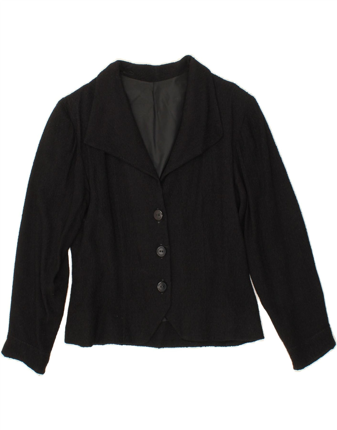 VINTAGE Womens 3 Button Blazer Jacket UK 12 Medium Black Vintage Vintage and Second-Hand Vintage from Messina Hembry 