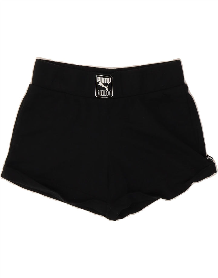 PUMA Womens Sport Shorts UK 10 Small  Black Vintage Puma and Second-Hand Puma from Messina Hembry 