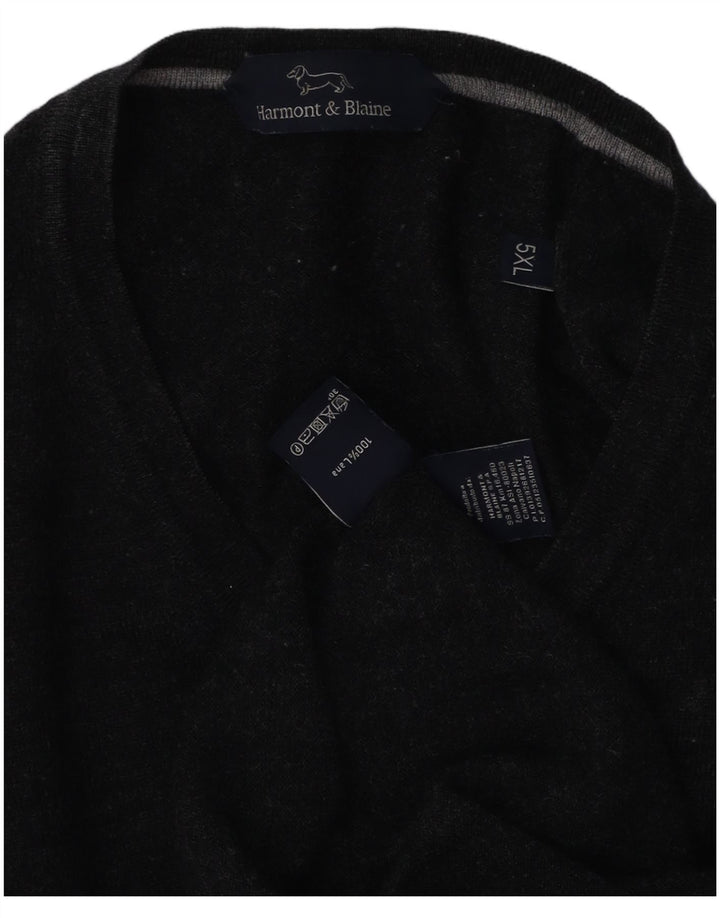 Harmont & Blaine Herre V-hals sweater 5XL grå uld