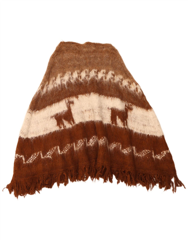 Vintage Dame Poncho Jumper One Size Brun Colourblock Aztec