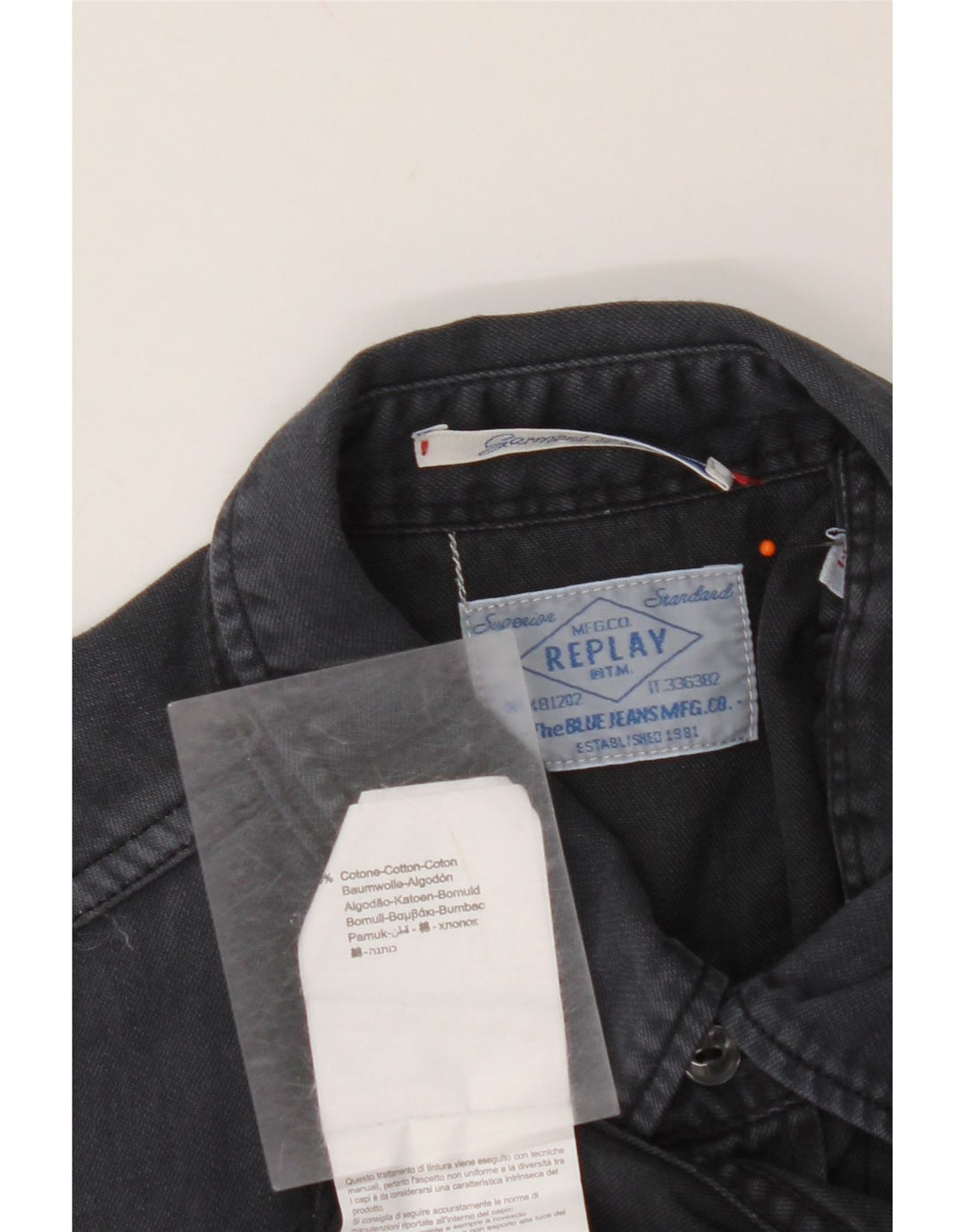 REPLAY Herre Garment Dyed Denim Shirt Medium Navy Blue Bomuld
