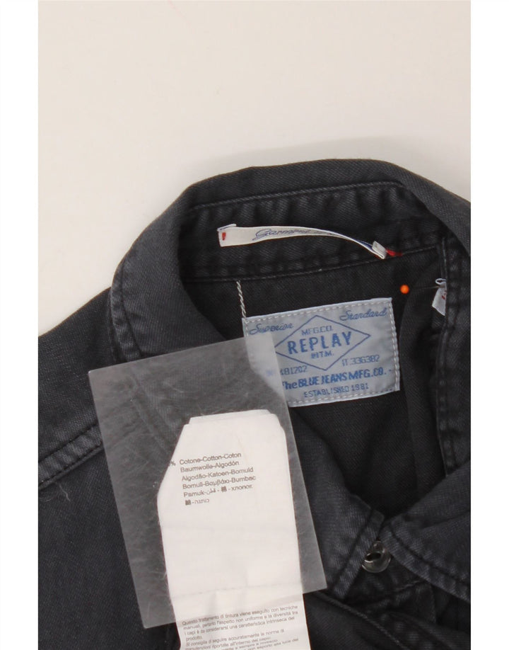 REPLAY Herre Garment Dyed Denim Shirt Medium Navy Blue Bomuld