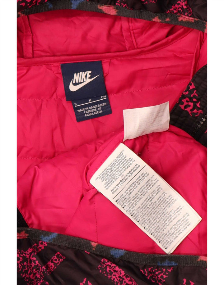 Nike grafisk polstret hættejakke til kvinder UK 10 Small Pink Geometric