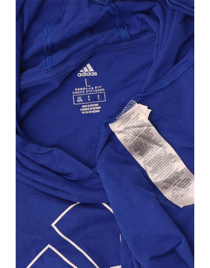 Adidas Drenge Hooded Grafisk Top Langærmet 14-15 År Large Blue Sports
