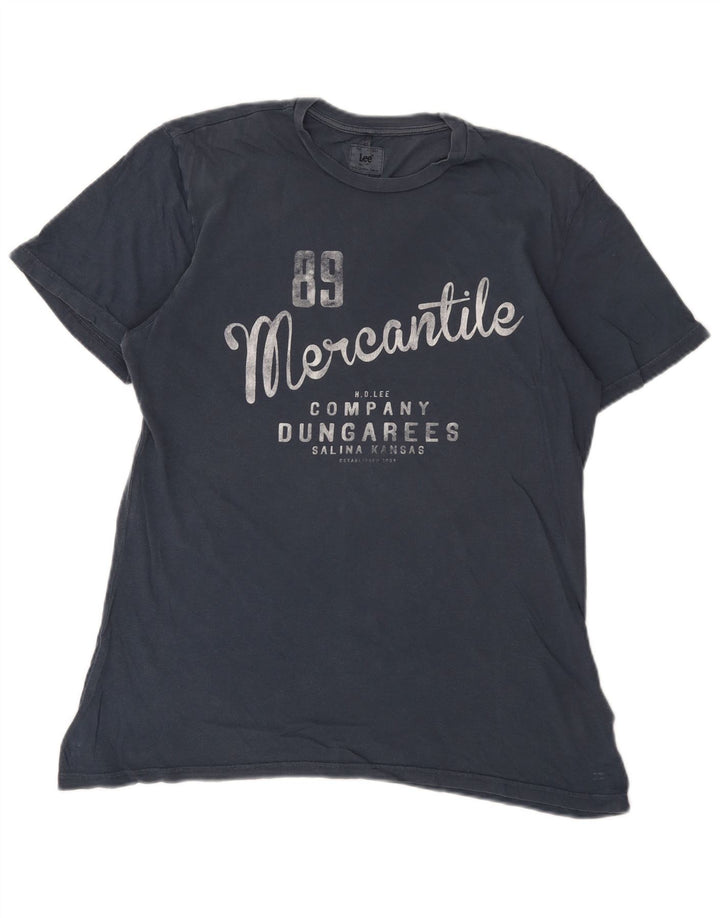 Lee Herre grafisk T-shirt top mellem marineblå bomuld