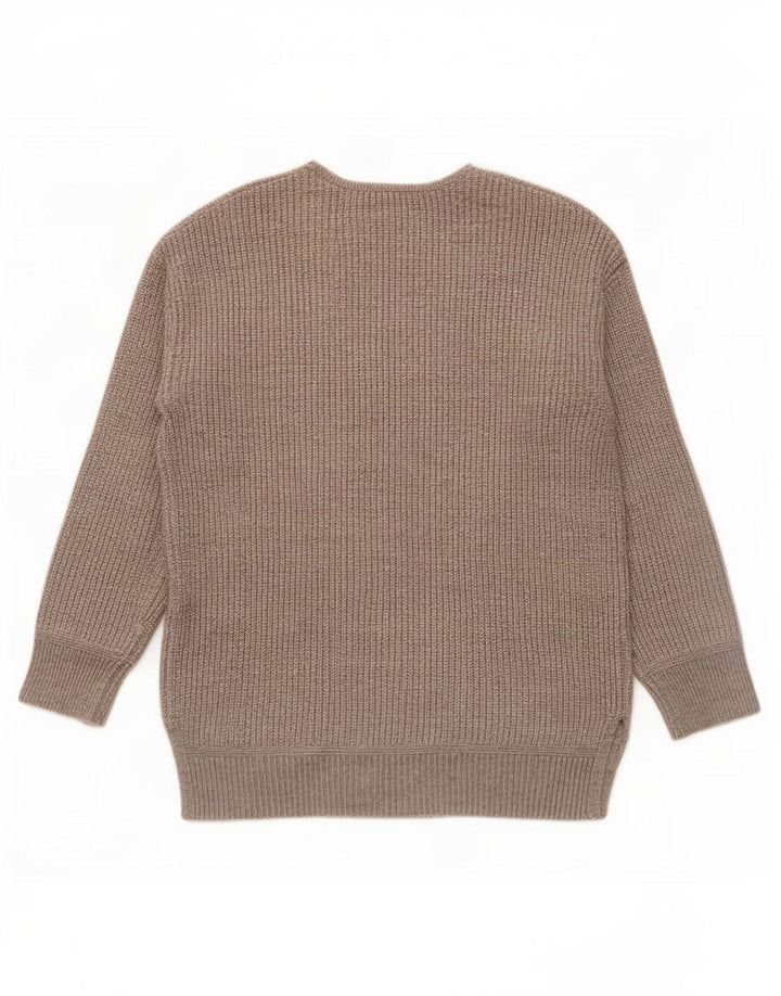 Marks & Spencer Dame V-hals sweater UK 14 Medium Brun Polyester