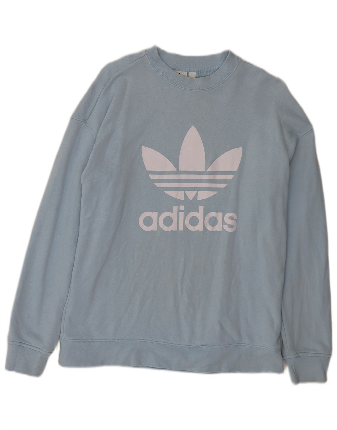 Adidas Dame Grafisk Oversized Sweatshirt Jumper UK 8 Lille Blå Bomuld