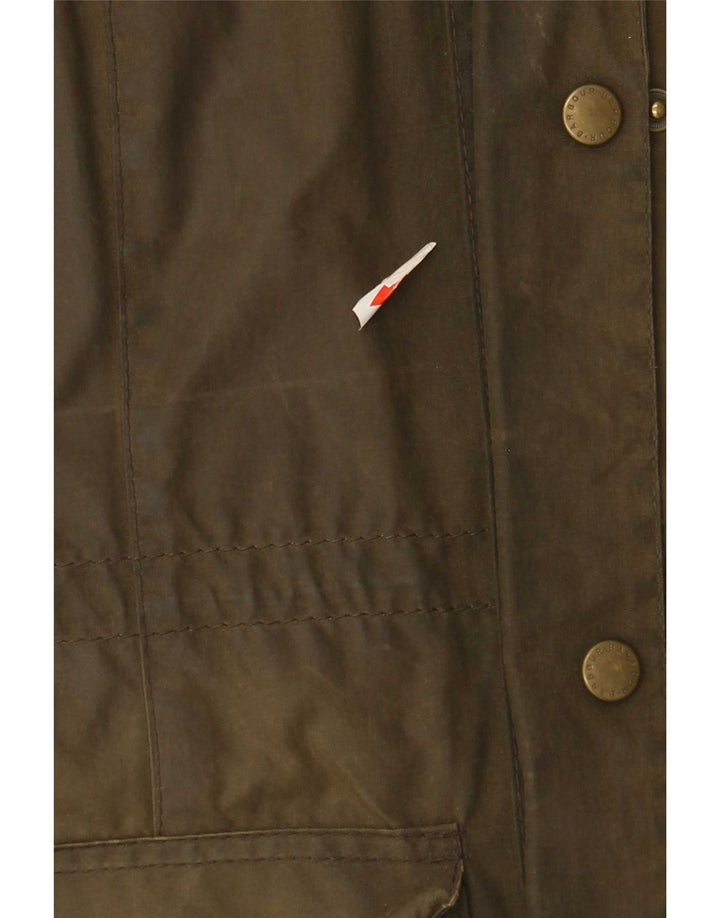 Barbour Dame Hætte Vokset Bomuldsjakke UK 12 Medium Khaki