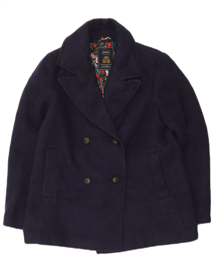 Joules Womens Pea Coat UK 12 Medium Navy Blue Polyester