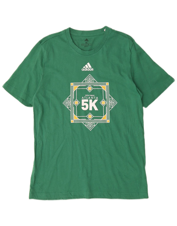 Adidas grafisk T-shirt top mellem grøn bomuld til mænd