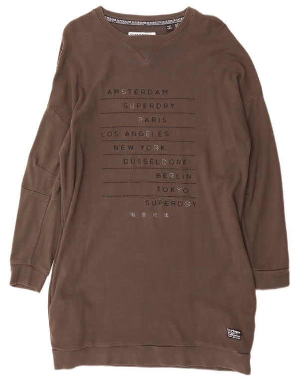 Superdry Womens Oversized grafisk sweatshirt Jumper Dress UK 10 Small Brown
