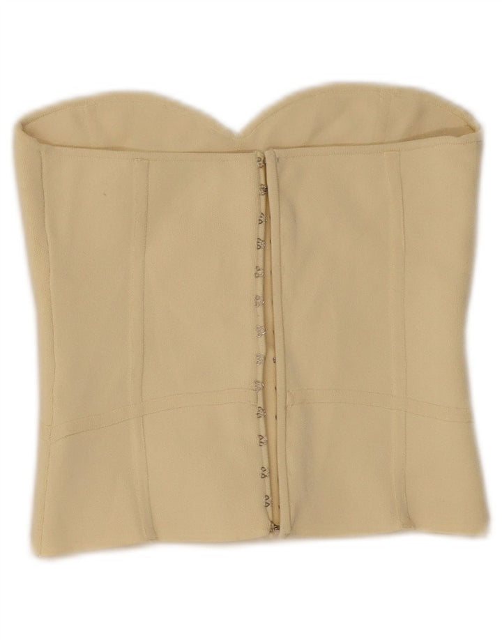 Zara Dame Stropløs Corset Top UK 12 Medium Yellow Viscose
