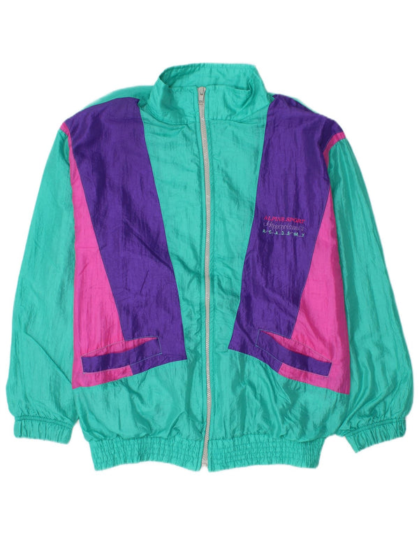Vintage herre Loose Fit træningsdragt topjakke lille turkis farveblok