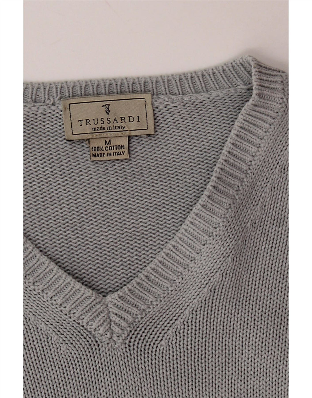 TRUSSARDI Herre V-hals sweater mellemgrå bomuld