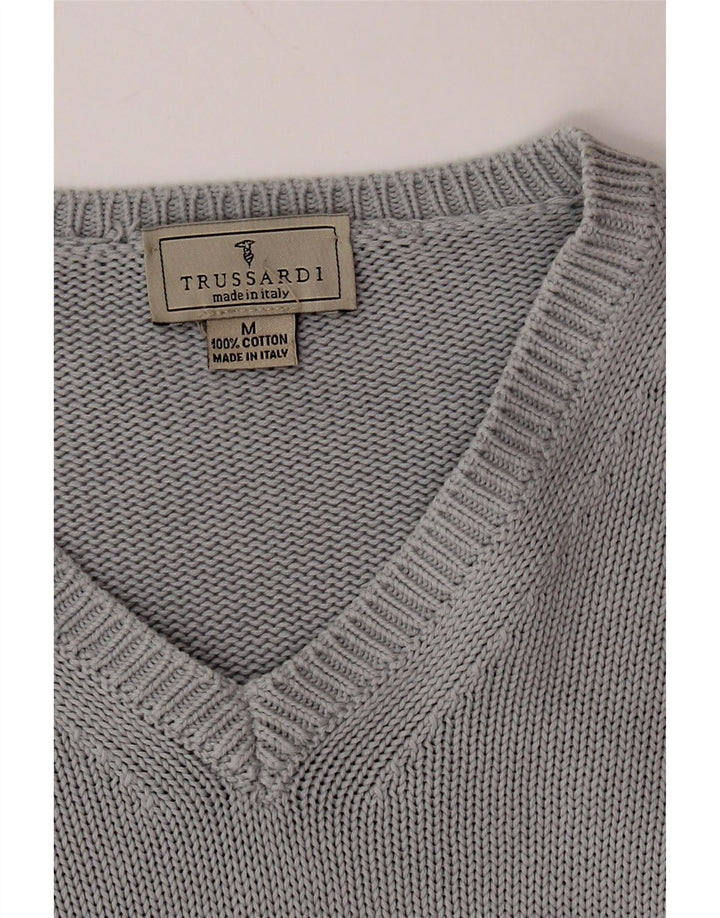 TRUSSARDI Herre V-hals sweater mellemgrå bomuld
