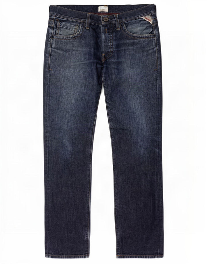 Replay Straight Jeans til mænd W32 L30 Marineblå