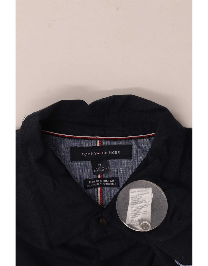 Tommy Hilfiger Herre Slim Fit skjorte Mellem marineblå plettet bomuld
