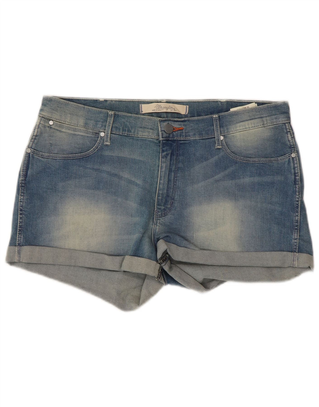 Wrangler denimshorts til kvinder W32 store blå bomuld