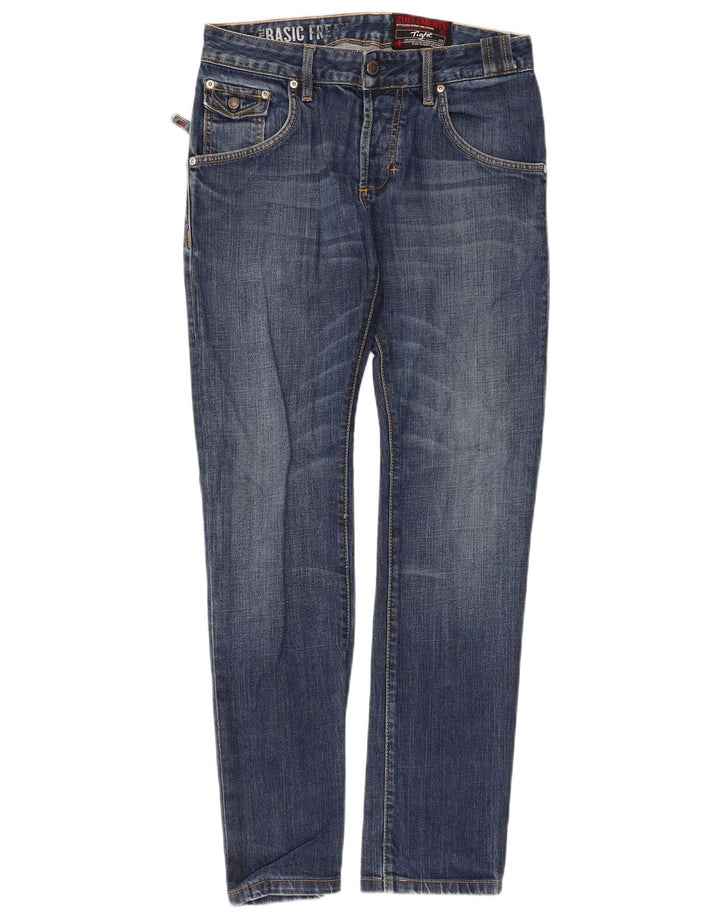 ZU ELEMENTS Mens Tight Fit Slim Jeans W28 L31  Blue Cotton
