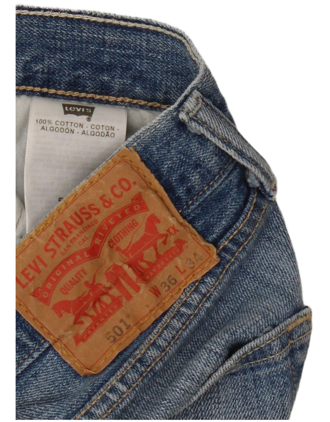 Levi's Herre 501 lige jeans W36 L34 blå bomuld