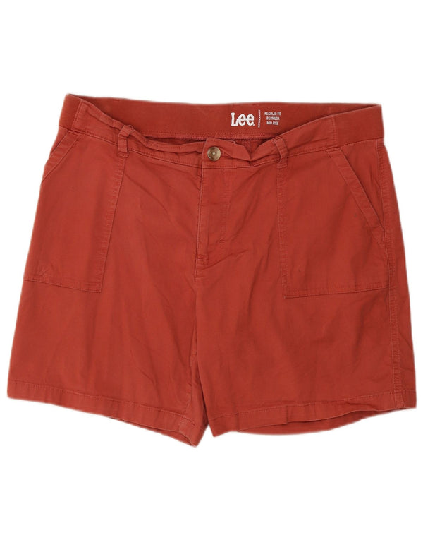 Lee Womens Regular Mid Rise Bermuda Shorts UA 14 XL W32 Orange Cotton