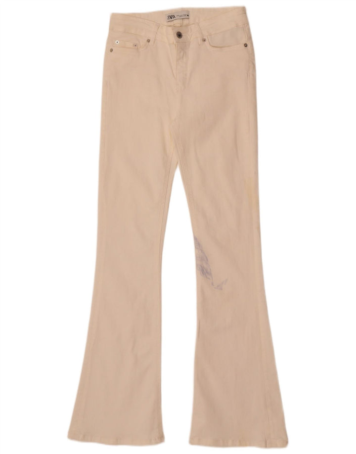 Zara Dame Flared Jeans EU 34 2XS W24 L32 Hvid Bomuld